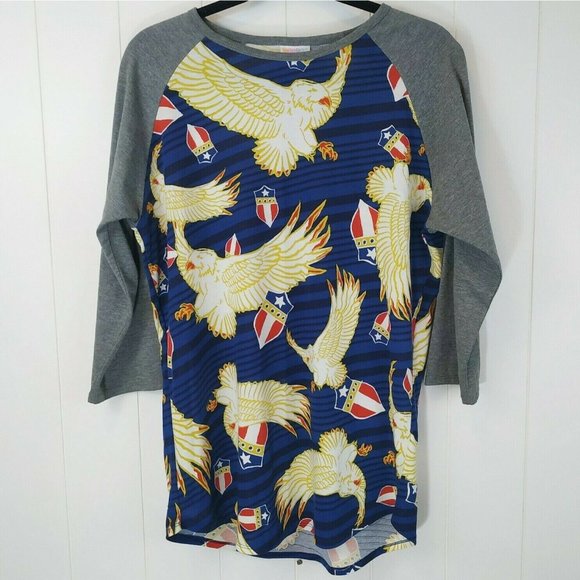 LuLaRoe RANDY Top, size Large - Eagles Raglan 4th of July American Baseball Top - Picture 1 of 5